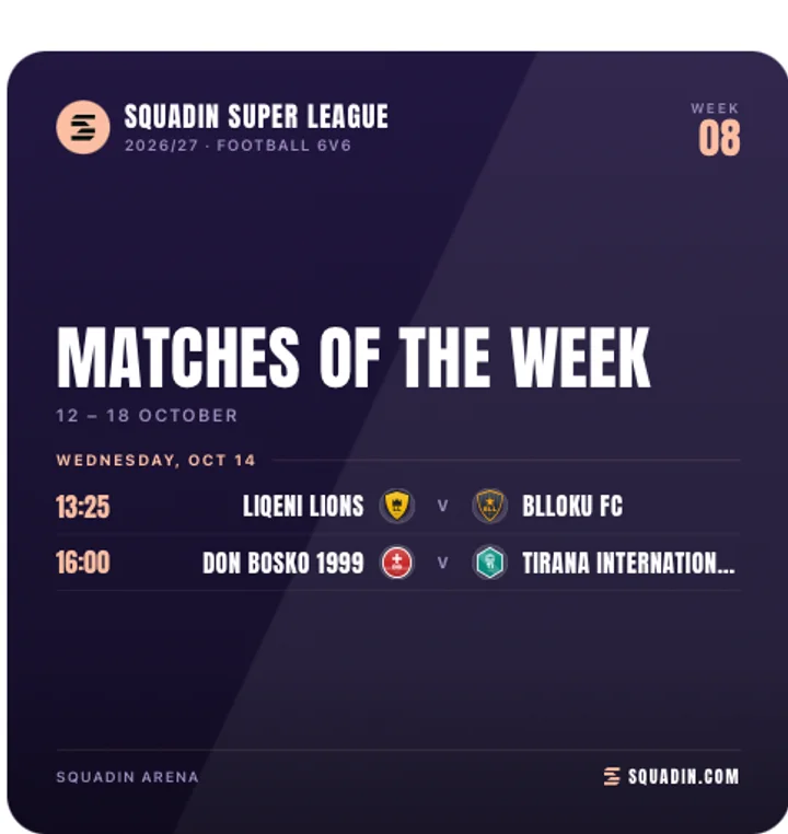 Matches of the week card