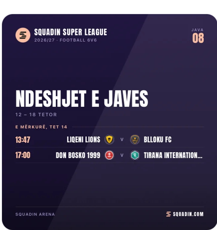 Matches of the week card