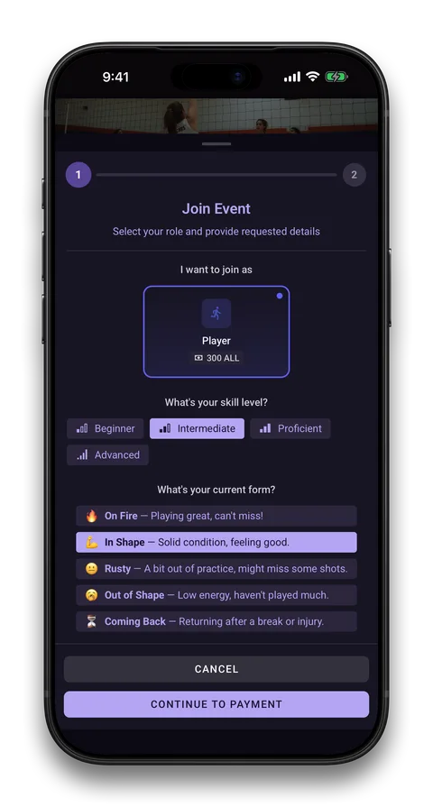 Squadin app screen: Join in seconds