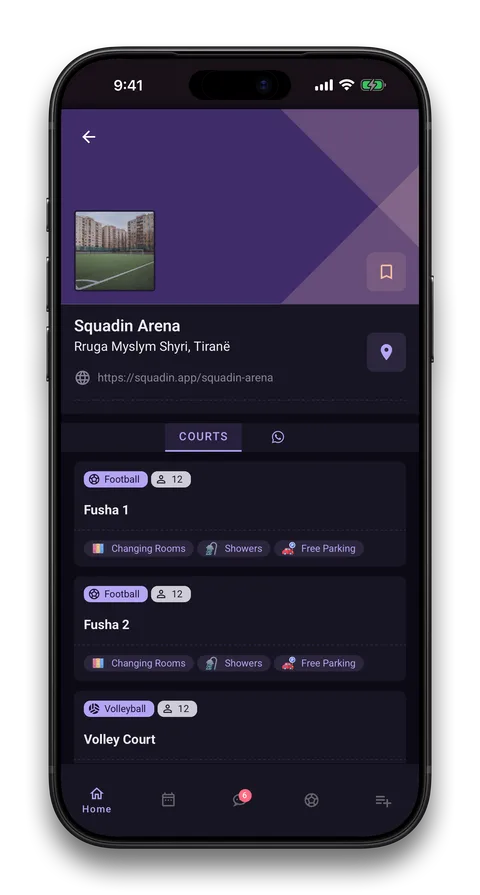 Squadin app screen: See free slots and book without a phone call