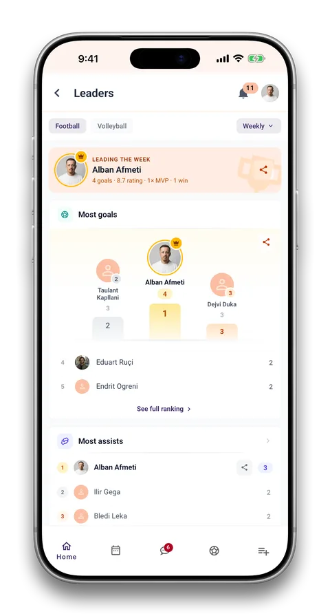 Squadin app screen: Rated by the people you played with