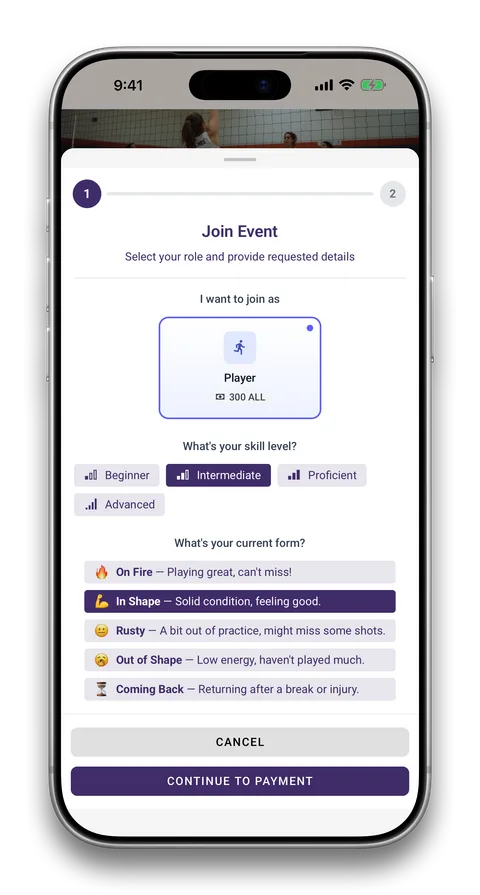 Squadin app screen: Join in seconds