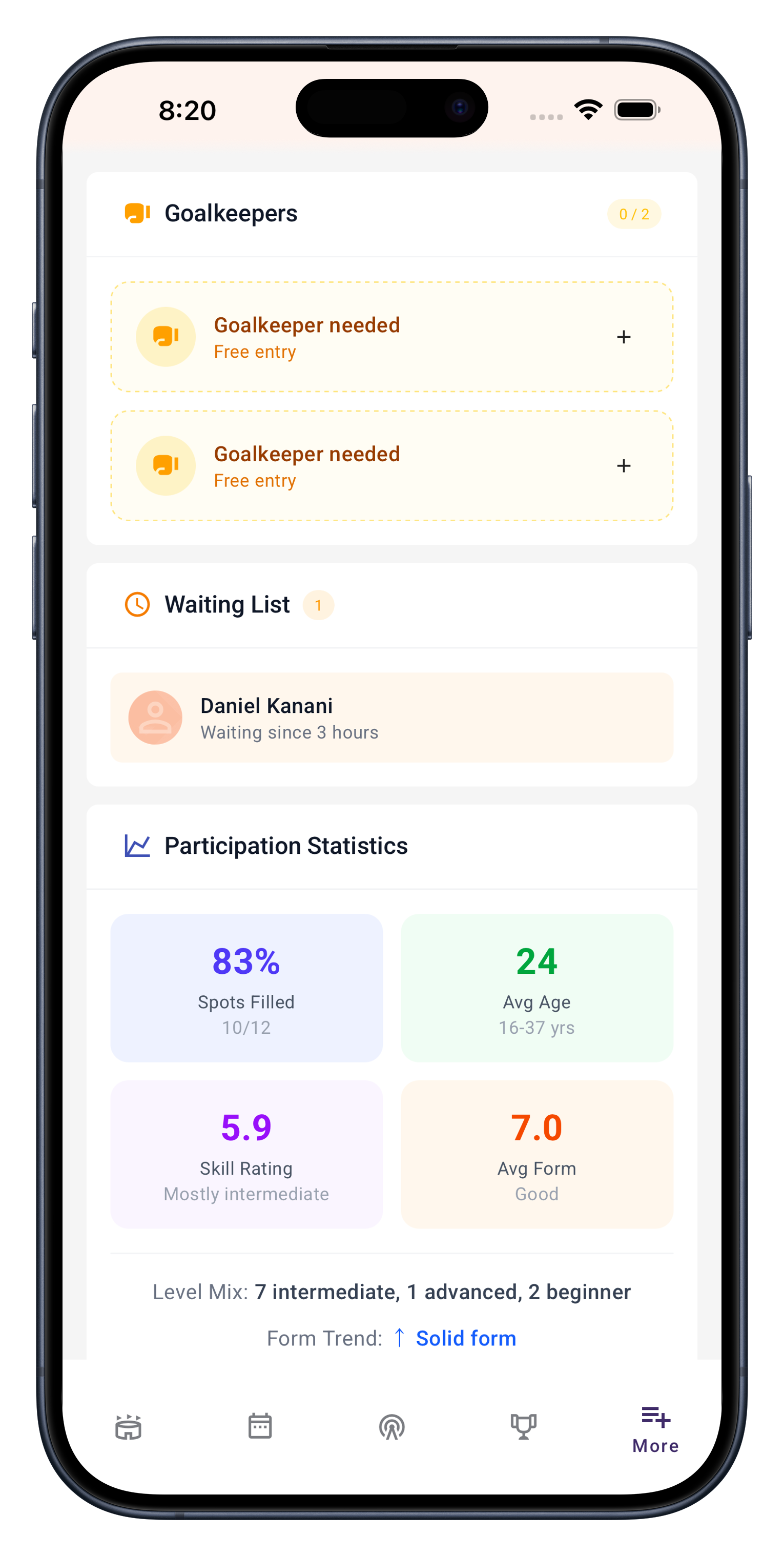 Advanced player statistics dashboard displaying performance metrics, goals, assists, and career stats across matches